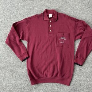 Vintage St Moritz Ski‎ Team Sweatshirt Mens Large Burgundy Damart England Made